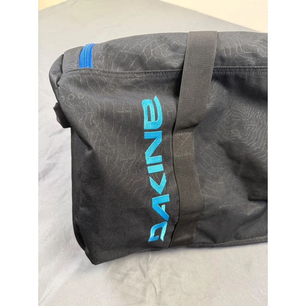 Dakine EQ Bag 74L Duffel Black Blue Mt Hood Topo Map Print Travel Bag 8300485